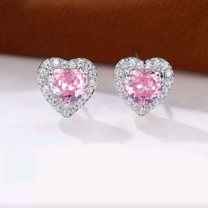 Sparkling Pink Heart Earrings